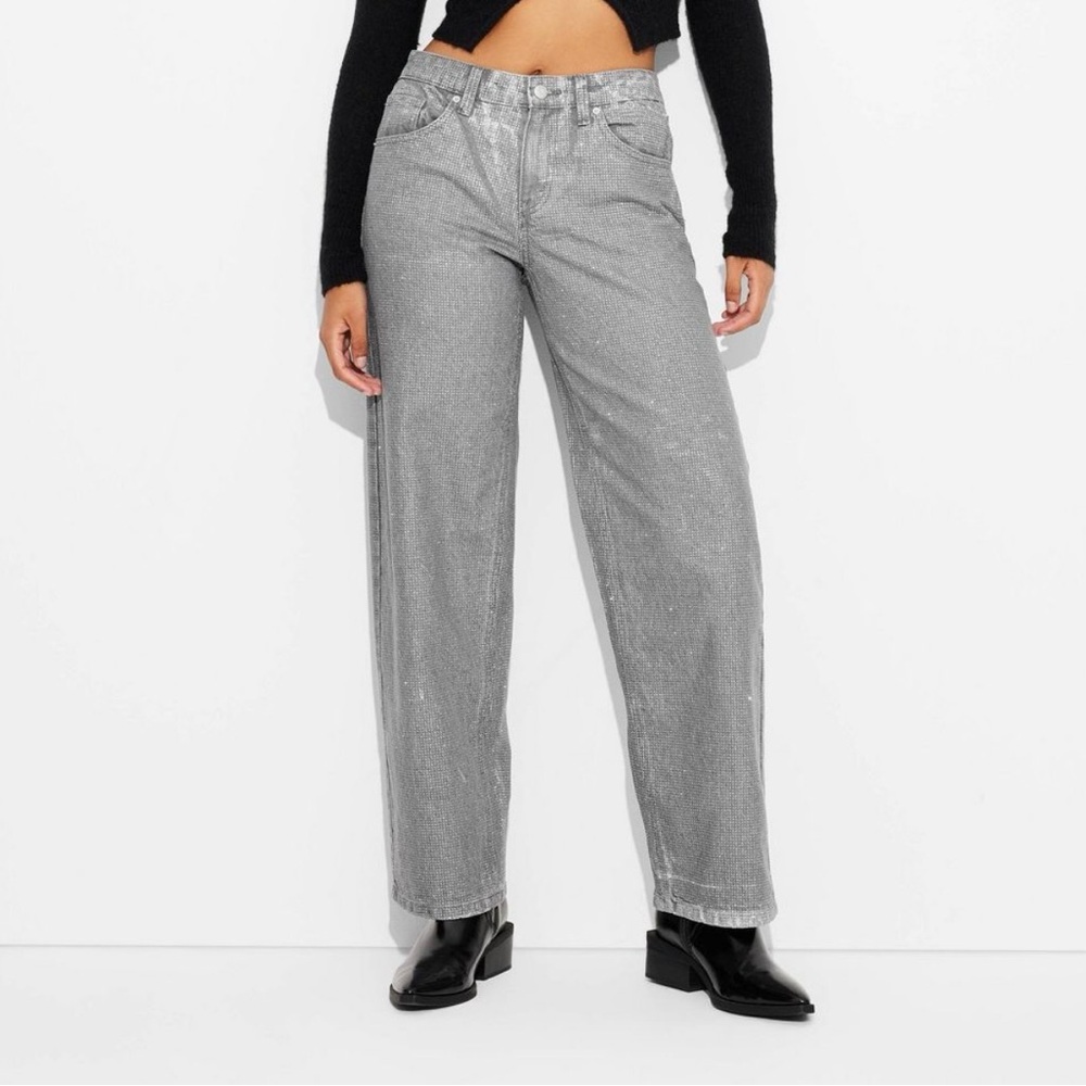 Women's Mid-Rise 90's Relaxed Straight Jeans, Grey, Size 2-m, Wild Fable